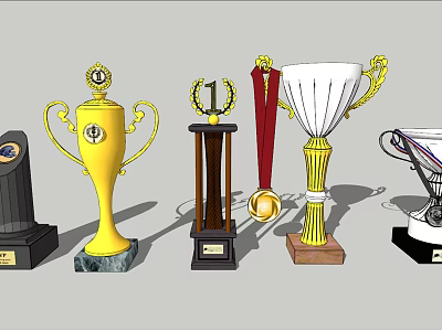 Modern Trophy Medal Combo 3d model