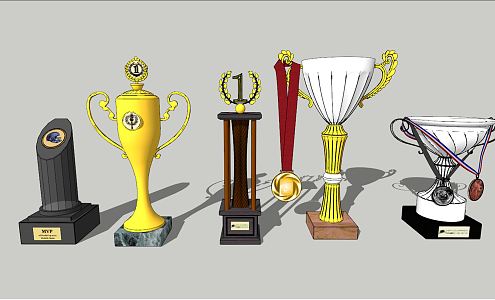 Modern Trophy Medal Combo 3d model