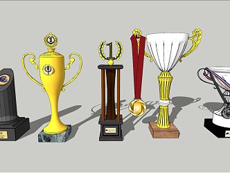 Modern Trophy Medal Combo 3d model