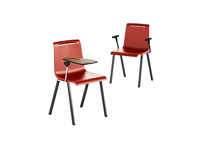 Red Office Chairs With Black Legs And Small Desk Modern Design 3d model