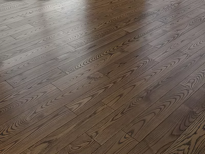 Natural Wooden Floor With Rich Brown Grain And Smooth Surface For Home Interior 3d model