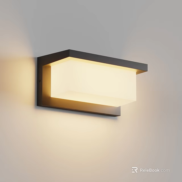 Sleek Modern Square Wall Lamp with Black Frame White Shade and Soft Illumination 3d model 