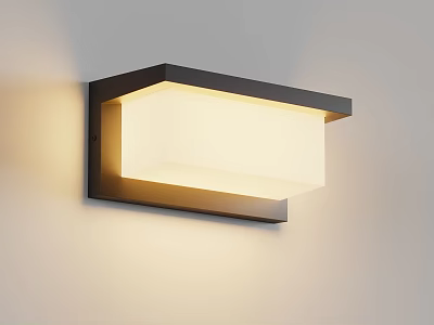Sleek Modern Square Wall Lamp with Black Frame White Shade and Soft Illumination 3d model