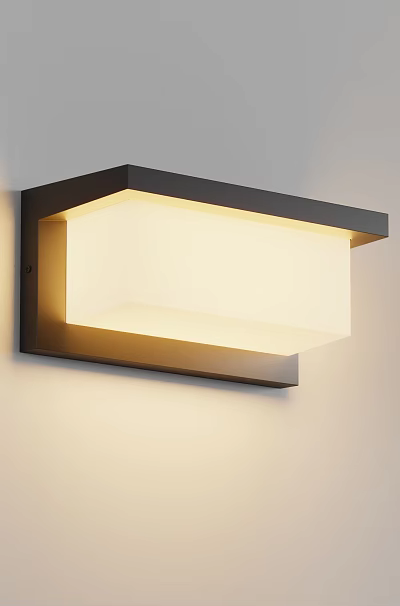 Sleek Modern Square Wall Lamp with Black Frame White Shade and Soft Illumination 3d model