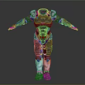 Futuristic Mechanical Armor Character With Metallic Blue Accents And Exoskeleton Design