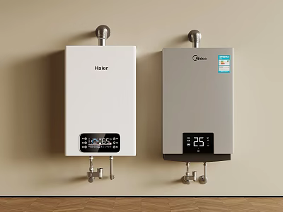 Haier and Midea Wall Mounted Water Heaters with Digital Temperature Display for Home Use 3d model