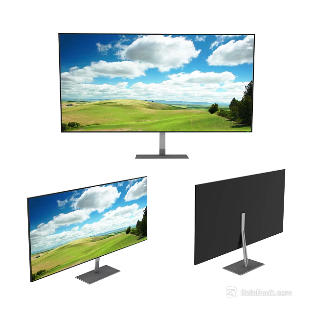 Modern Television With Natural Landscape Screen And Multiple View Angles 3d model 