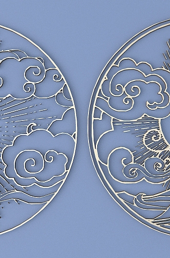 Chinese Metal Carved Clouds Sun and Moon Carved Chinese Pattern Hollow Carved Traditional Carved 3d model