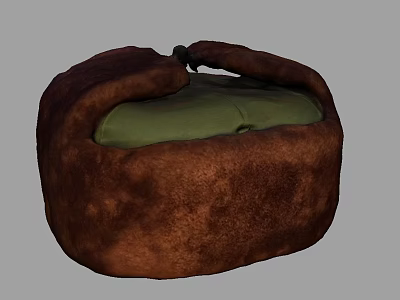 Brown Furry Winter Hat With Soft Green Lining And Cozy Warm Design 3d model
