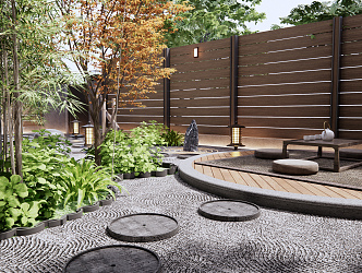 Japanese-style courtyard landscape 3d model