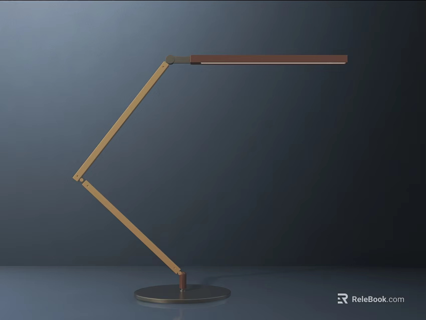Modern Adjustable Desk Lamp With Golden Brass Arm And Transparent Base 3d model 