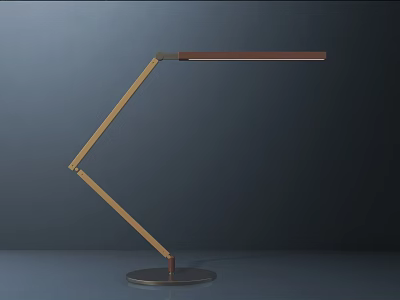 Modern Adjustable Desk Lamp With Golden Brass Arm And Transparent Base 3d model