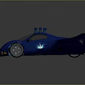 Blue Sporty Race Car With Sleek Aerodynamic Body Rooftop Turbines And Illuminated Accents