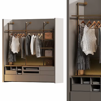 Modern Open Wardrobe Clothes 3d model