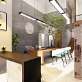 Modern Beauty Hair Salon Interior Design With Mirrors Chairs Green Plants And Wooden Ceiling
