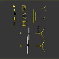 Yellow And White Equipment Tools Tripods Stands And Crossbars For Installation Support