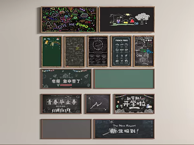 Creative Chalkboards With Hand Drawn Designs Various Themes And Colorful Artwork 3d model