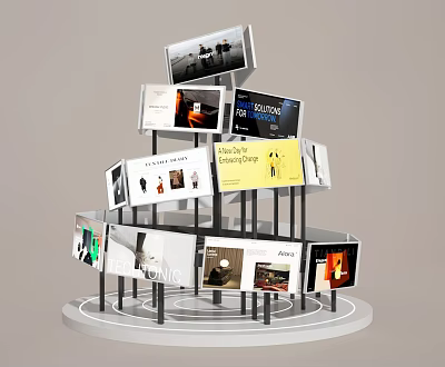 3D Rotating Multi Panel Event Exhibition Display Wall With Posters And 3d model