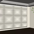White Fabric Roller Curtain in Modern Room with Light Walls Wooden Floor and Green Plant