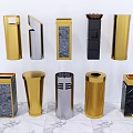 Public Trash Bins With Various Designs Metallic And Marble Finishes In Gold Silver Black