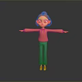 Cute 3D Game Movie Character With Orange Hoodie Green Pants White Shoes And Outstretched Arms