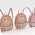 Cute Cartoon Bear Backpacks with Honey Lettering Star Decorations Pastel Pink and Beige