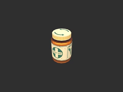Brown Medicine Bottle With White Cap Green Cross Label For Daily Use 3d model