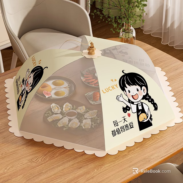 Lucky Cartoon Girl Design Food Cover For Kitchen With Protective And Decorative Function 3d model 