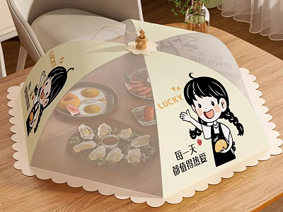 Lucky Cartoon Girl Design Food Cover For Kitchen With Protective And Decorative Function 3d model