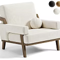 Beige Upholstered Armchair with Wooden Armrests Legs and Multiple Color Options