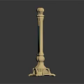 Architectural Golden Pillars With Spherical Top Decorations Green Rope Connecting And Decorative Bases
