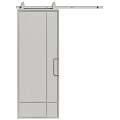 Modern Sliding Door Design With Black Panel And Gold Frame Ribbed Glass Interior