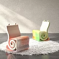 Two Playful Children's Chairs With Spiral Design And Colorful Gradient On White Rug
