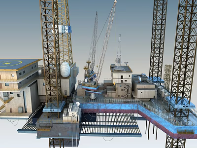 Active Construction Site Featuring Tower Cranes Heavy Machinery And Building Structures 3d model