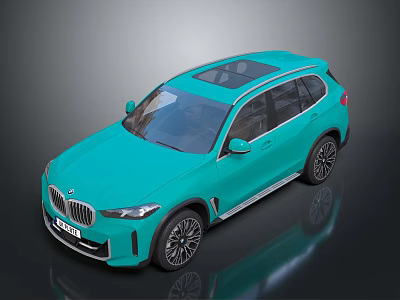 Teal BMW SUV with Panoramic Sunroof Modern Exterior Design And Sleek Body 3d model