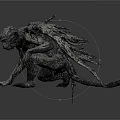 Mythical Monstrous Creature With Large Wings Rough Skin Crouching Posture And Sharp Claws 3d model