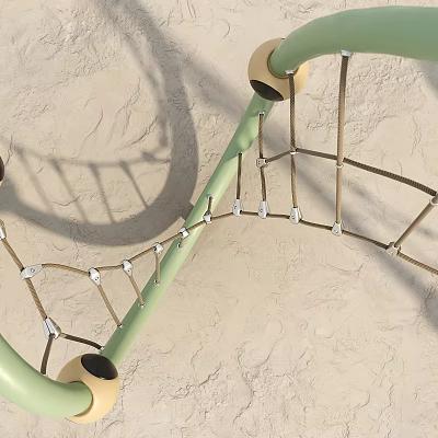 Outdoor Playground Rope Climbing Equipment For Kids With Green Structure 3d model