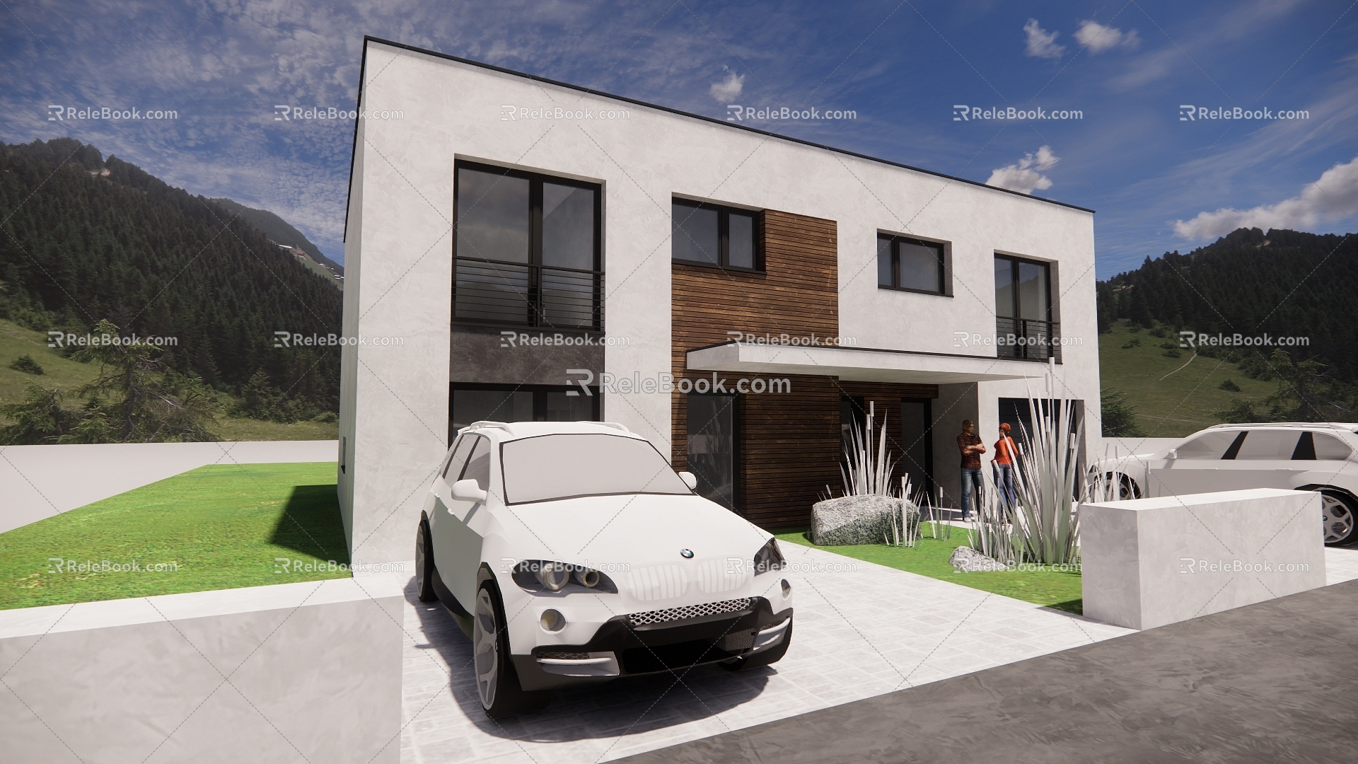 Modern single-family villa two-story self-built house 3d model