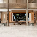 Luxury New Chinese Style Sales Office With Marble Decor And Real Estate Sand Table