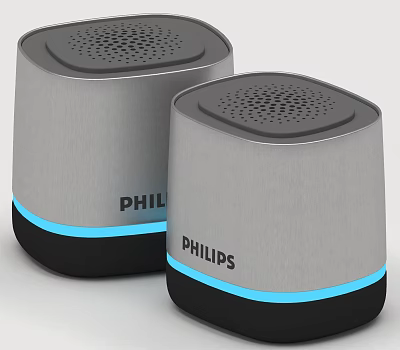 Philips Stereo Speakers With Gray Exterior And Blue LED Light Strip 3d model