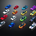 Colorful Toy Cars In Assorted Colors Displayed On Black Background