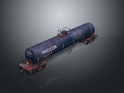 PROCOR Rusted Dark Colored Tanker Rail Car With Ladder And Platform 3d model
