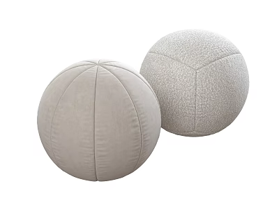 Round Cozy Soft Plush Decorative Pillows In Neutral Beige Color For Home 3d model