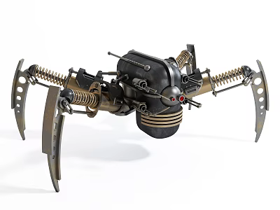 Smart Machine With Mechanical Spider Design Metal Legs Springs And Complex Structure 3d model