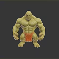 Muscular Green Skinned Game Movie Character Wearing Red Shorts With Strong Build