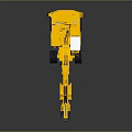Detailed Yellow GOYO Wheel Excavator Model With Cab And Bucket On Reflective Surface