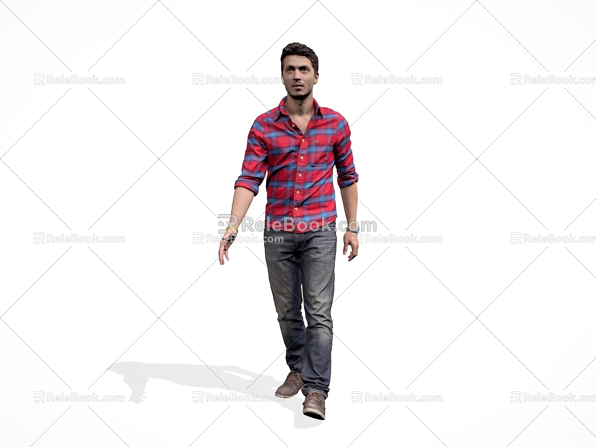 modern man european man walking man 3d model