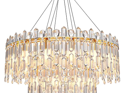 Elegant Modern Crystal Chandelier With Round Design Clear Crystal Pendants And Bright Lighting 3d model