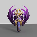 Game and Movie Character With Purple Wings Golden Headdress and Ornate Eastern Style Outfit