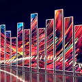 Colorful Striped Glass Curtain Walls Modern Architecture Photo Spot At Night With Stunning Lighting Effects